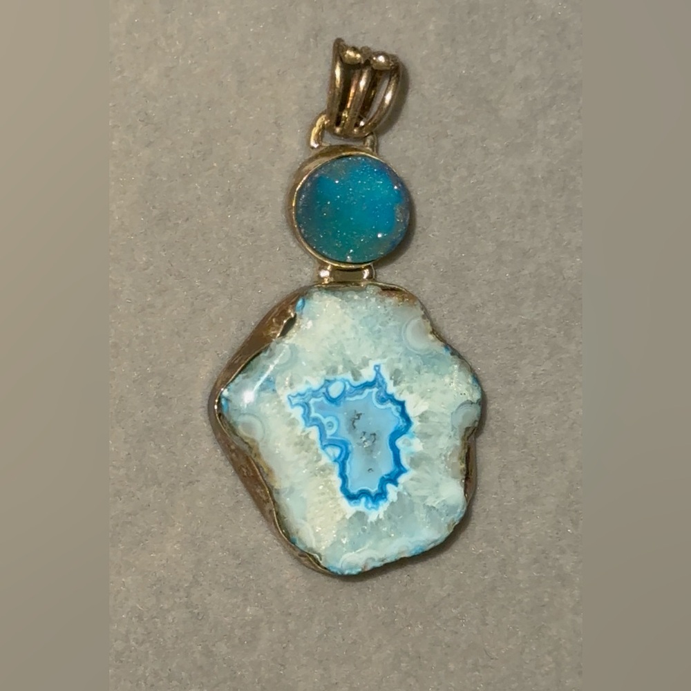 Blue Agate Pendant Necklace